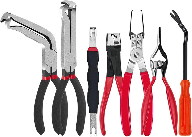 Aufisi Electrical Disconnect Pliers, 7 pcs Electrical Disconnect Pliers for Cars, Connector Removal Tool for Push Tab Style Plugs - Image 1